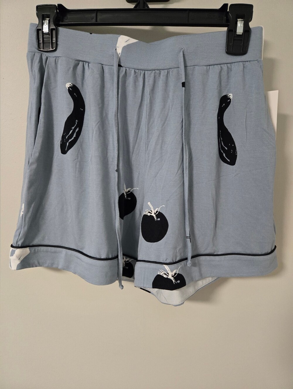 NWT Cozy Earth Women's Bamboo Stretch-Knit Classic Pajama Short Blue Veggies XS